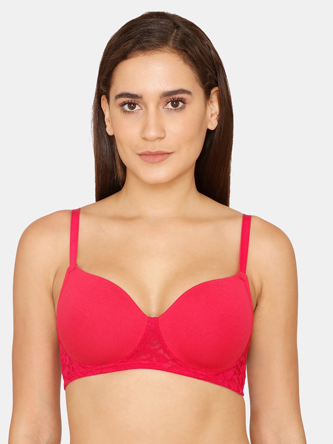 

Zivame Red Lightly Padded & Non Wired Seamless T-Shirt Bra-ZI11EWFASHZWRED-Red