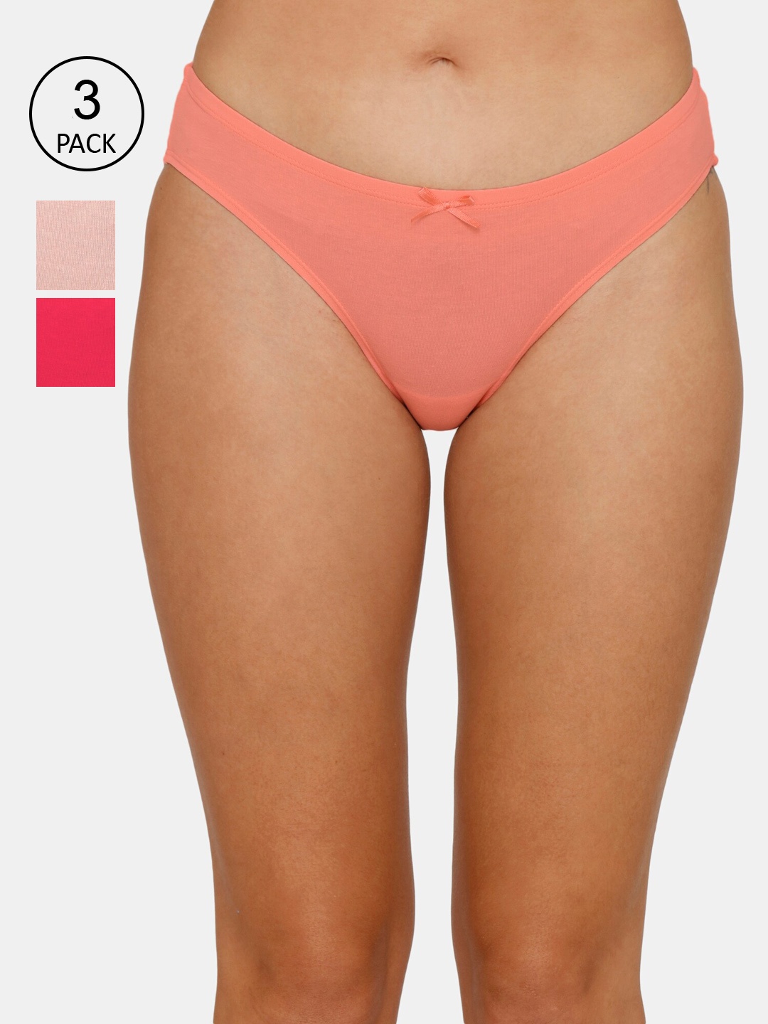 

Zivame Women Pack Of 3 Solid Bikini Briefs, Pink