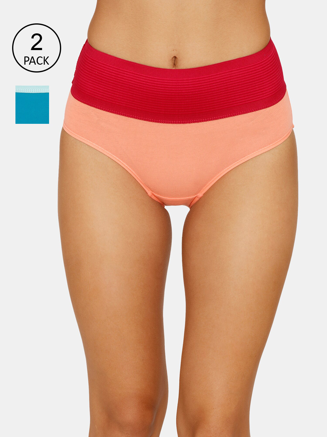 

Zivame Women Pack Of 3 Red & Blue Hipster Briefs
