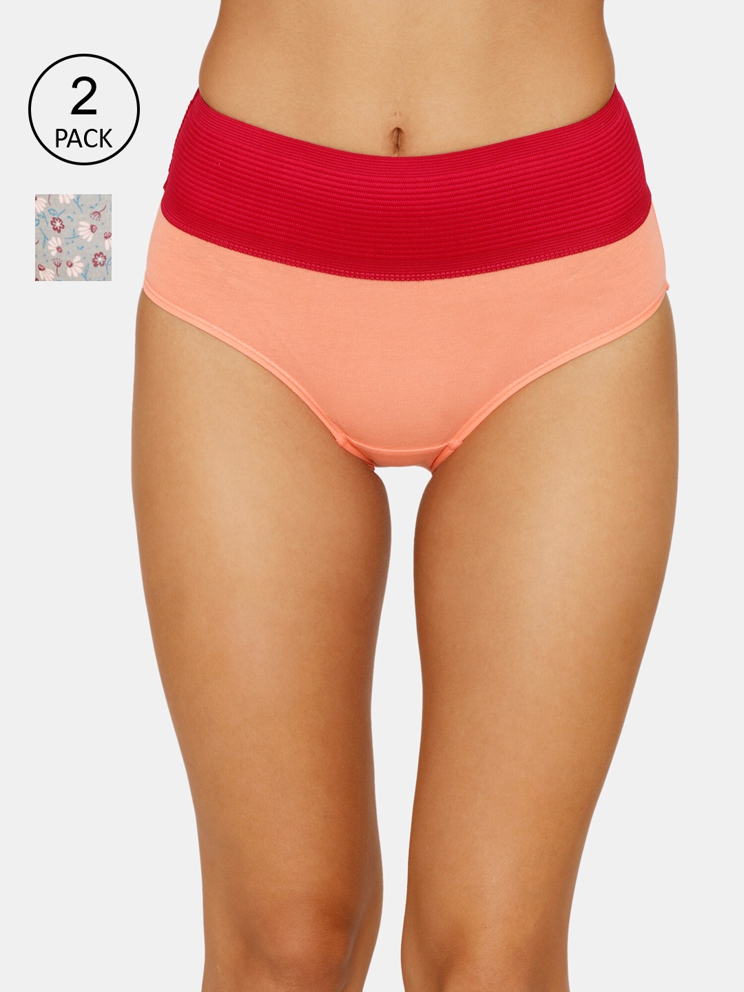

Zivame Women Pack Of 2 Solid Cotton Hipster Briefs, Assorted