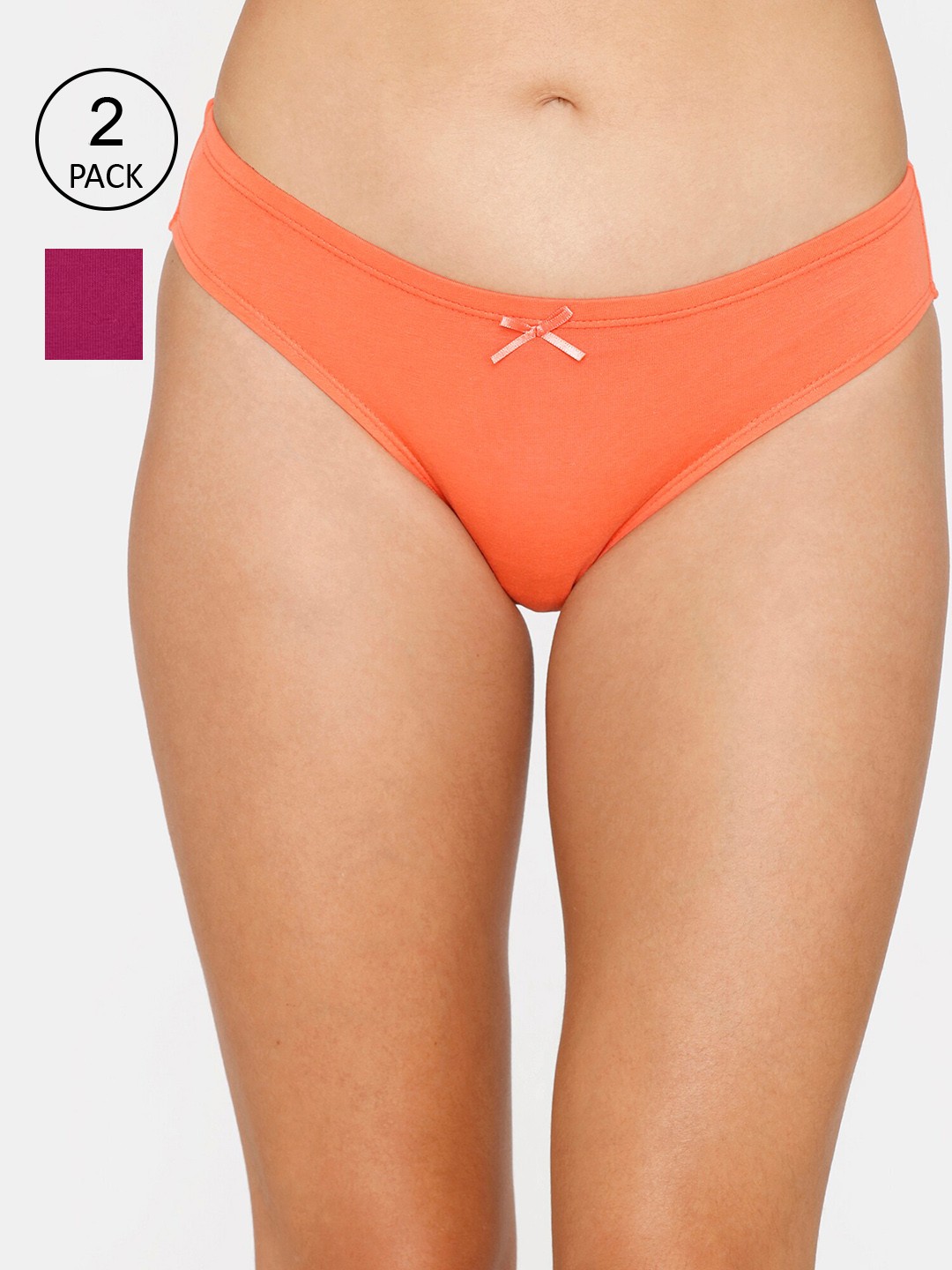 

Zivame Women Pack Of 2 Orange And Purple Bikini Briefs