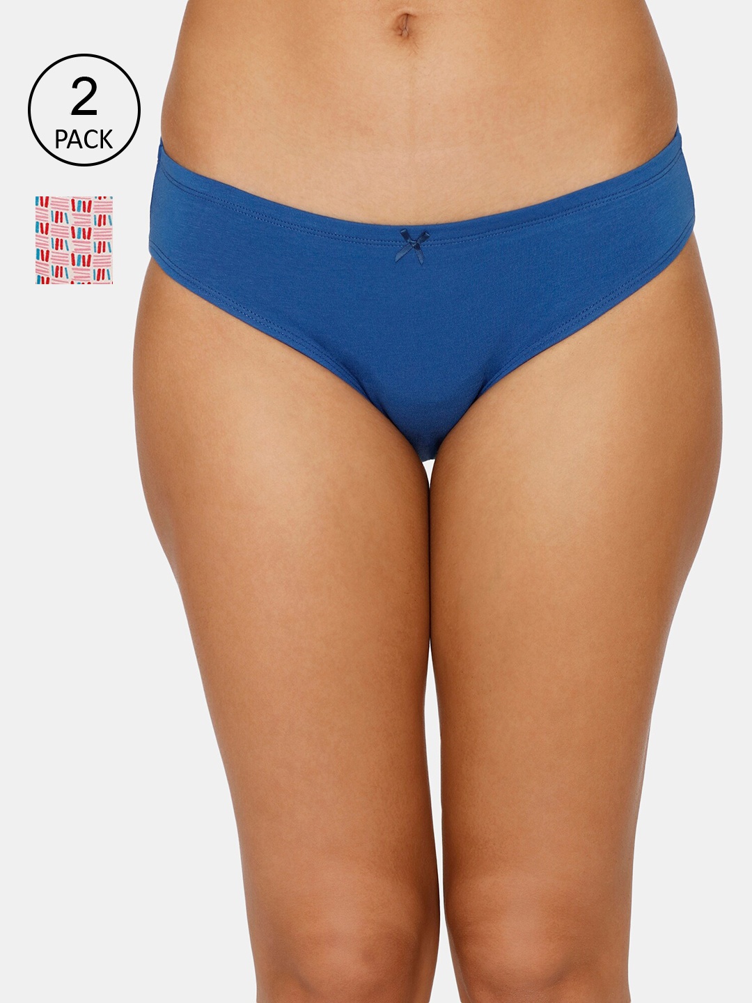 

Zivame Women Pack Of 2 Solid Bikini Briefs, Blue