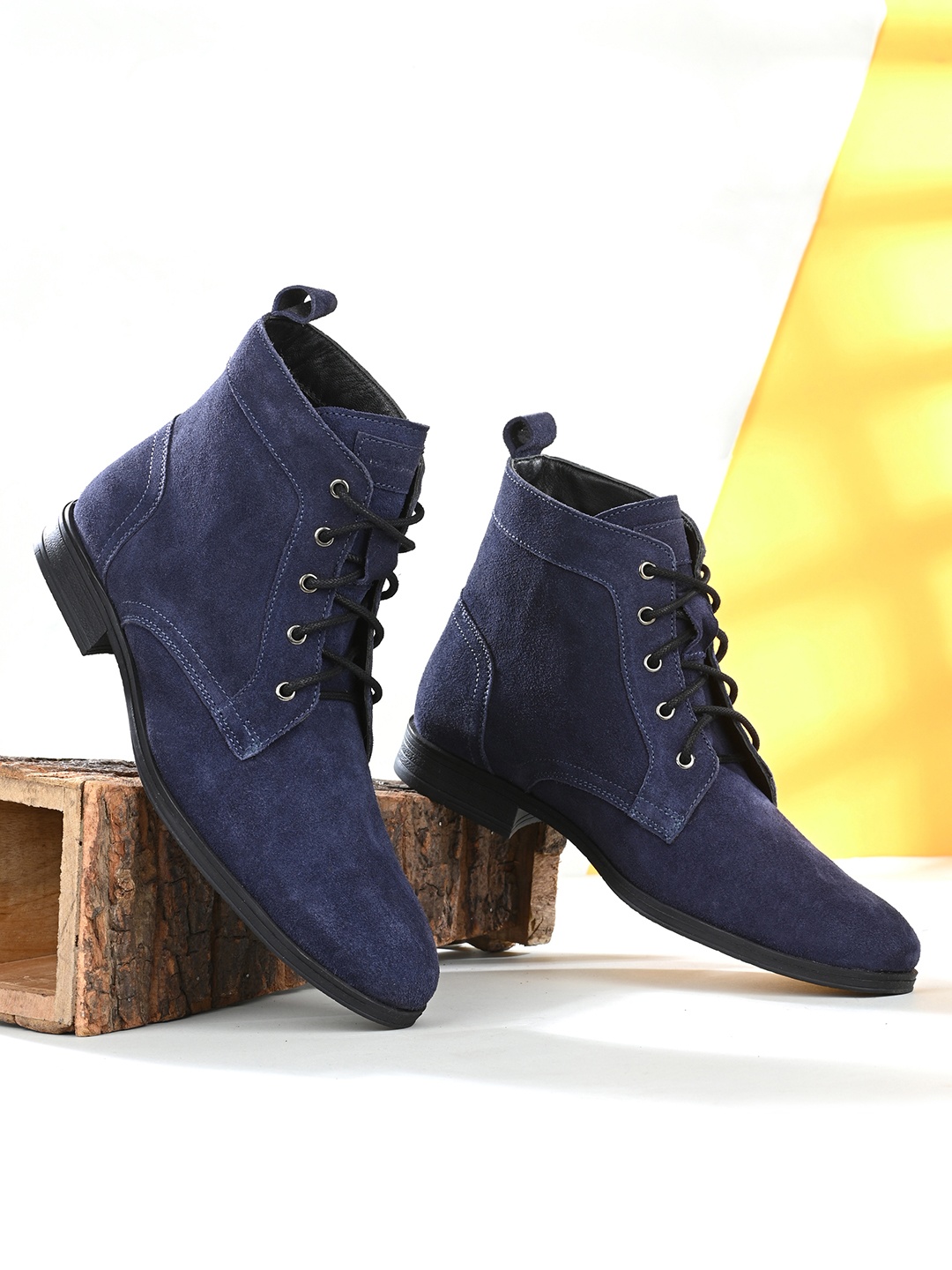 

CLOG LONDON Men Navy Suede Leather Boots, Navy blue