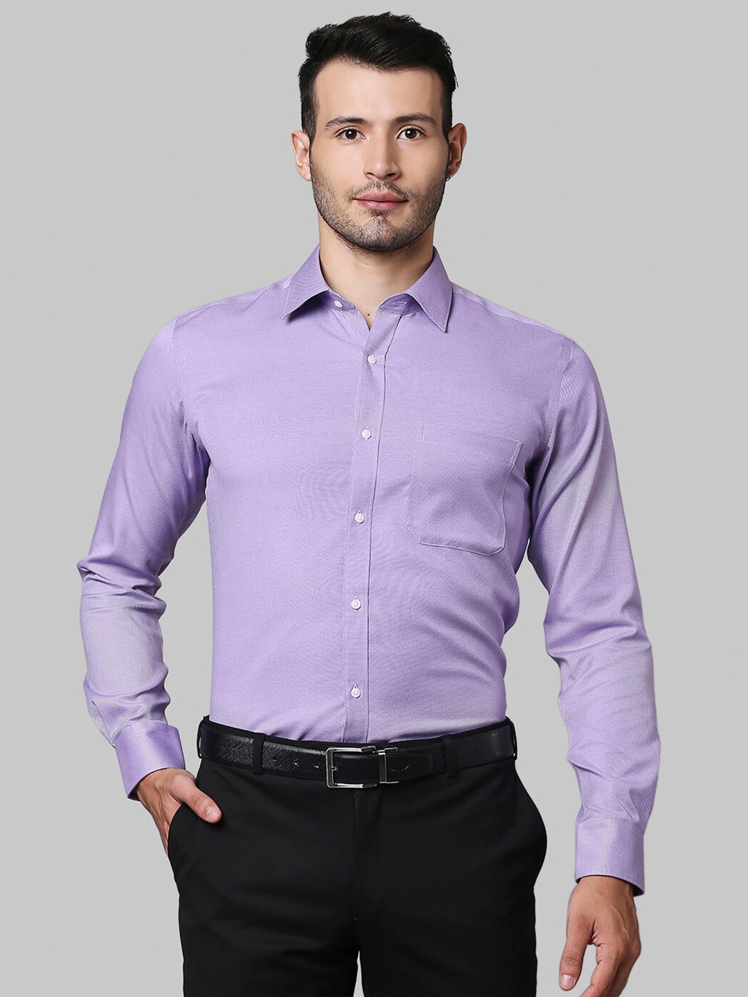 

Raymond Men Purple Solid Cotton Casual Shirts