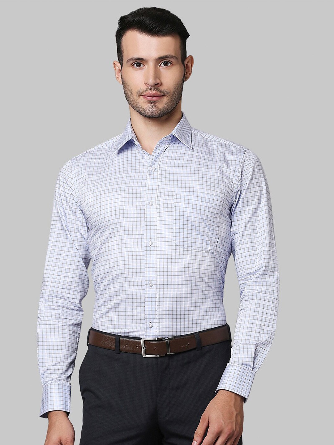 

Raymond Men Blue Checked Formal Shirt
