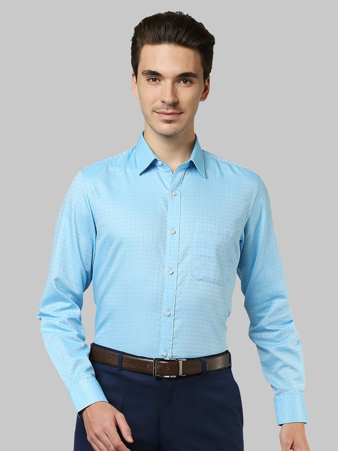 

Raymond Men Blue Cotton Formal Shirt