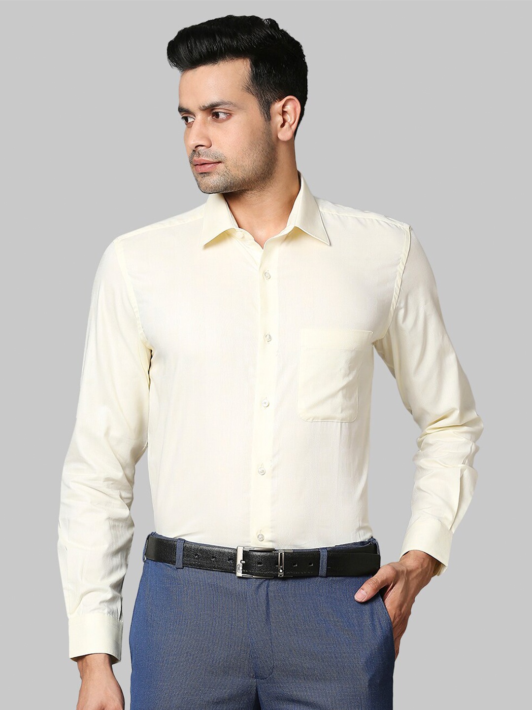 

Raymond Men Yellow Solid Formal Shirt