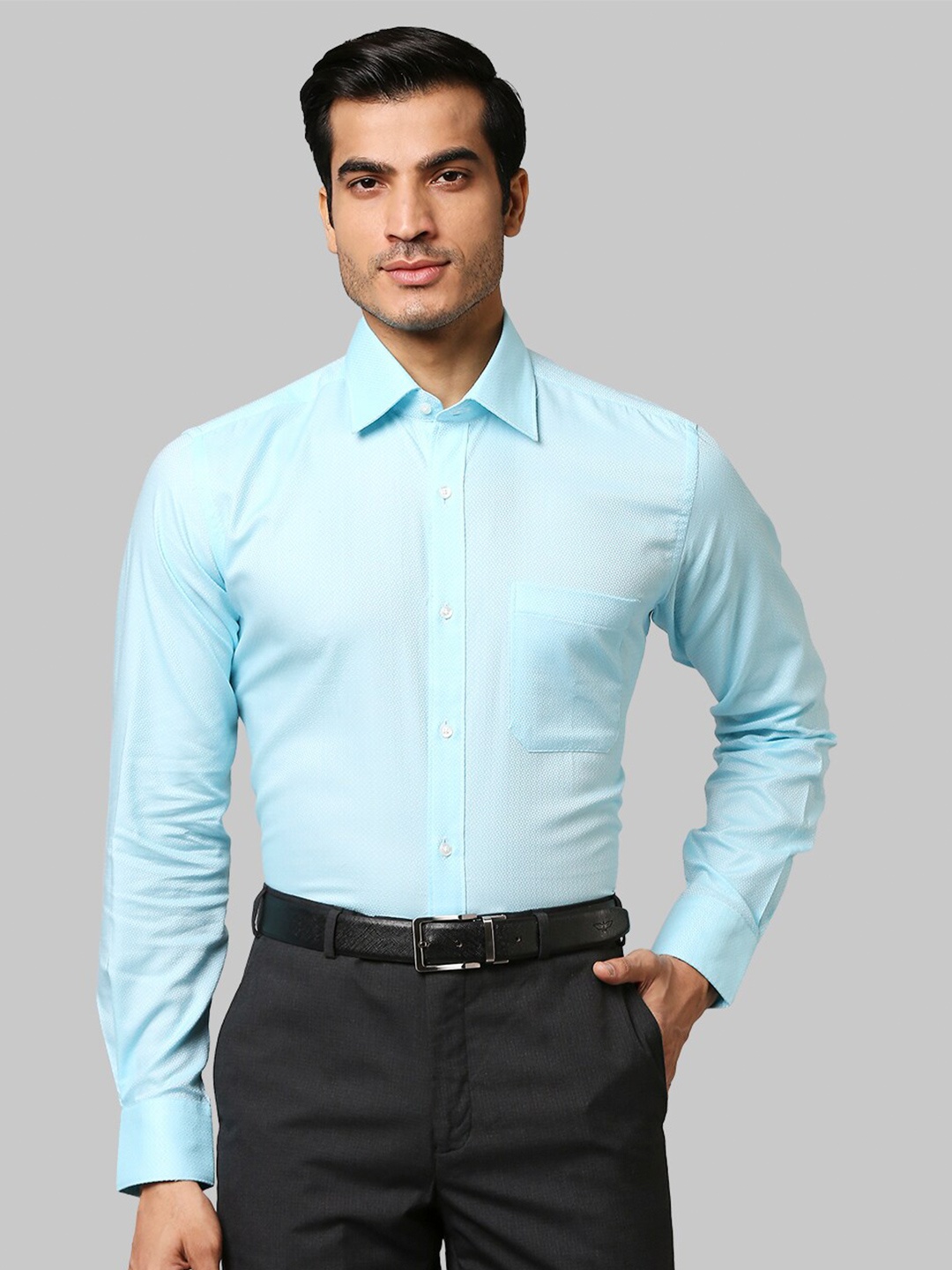 

Raymond Men Blue Solid Formal Shirt