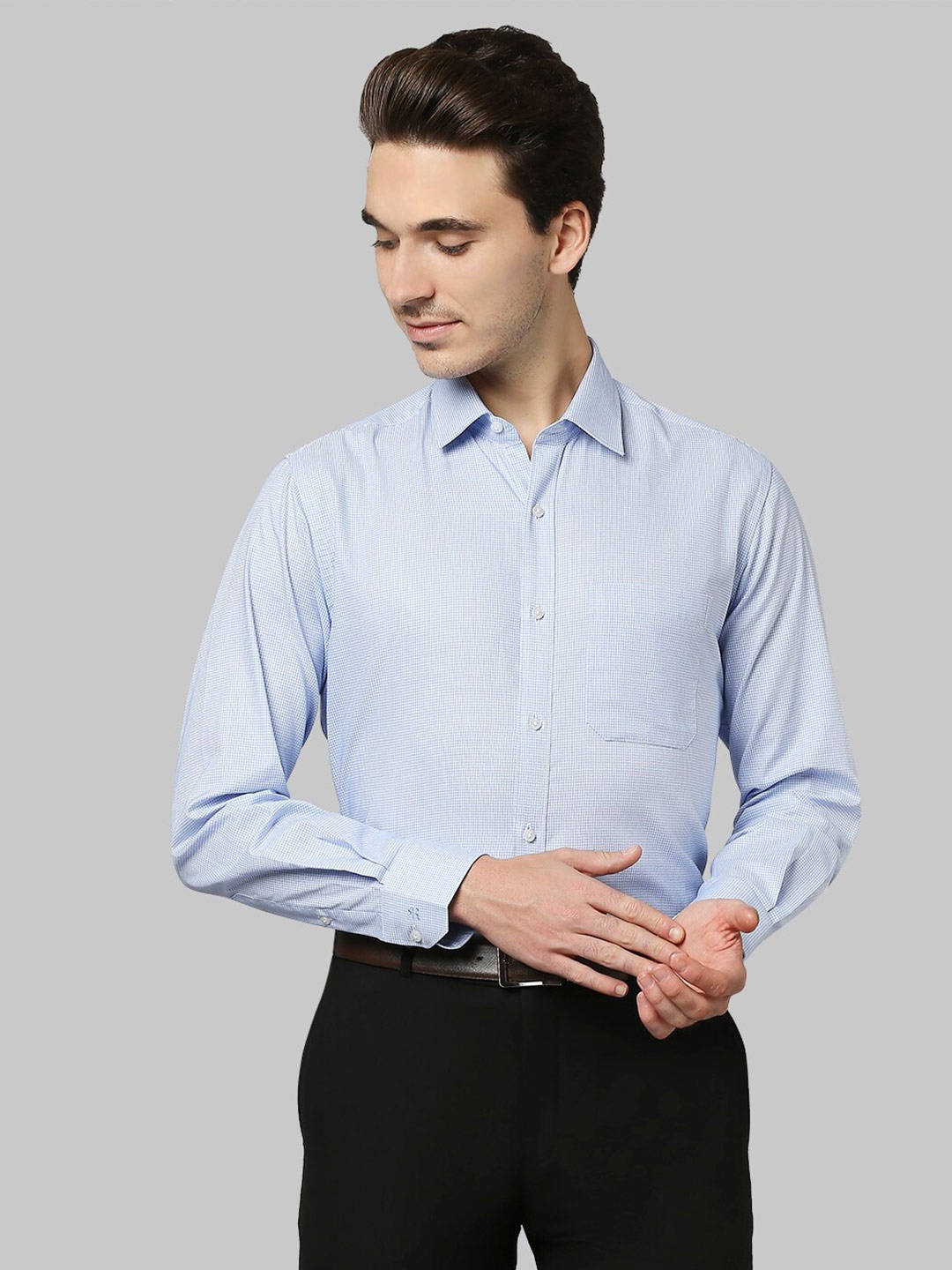 

Raymond Men Blue Checked Formal Shirt