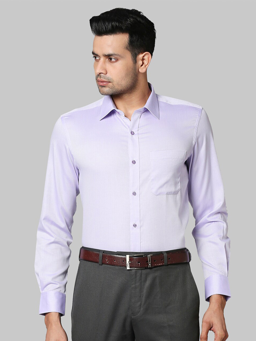 

Raymond Men Purple Self Design Casual Shirt