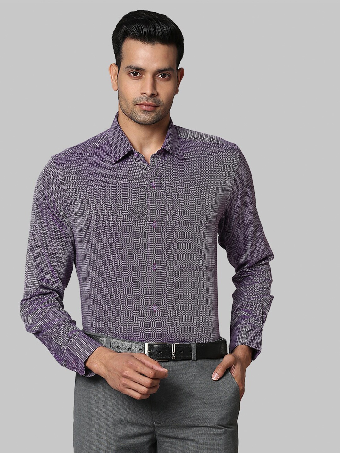 

Raymond Men Purple Printed Cotton Shirts