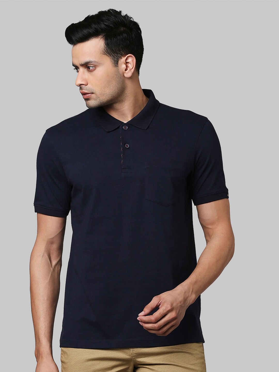 

Raymond Men Blue Polo Collar T-shirt