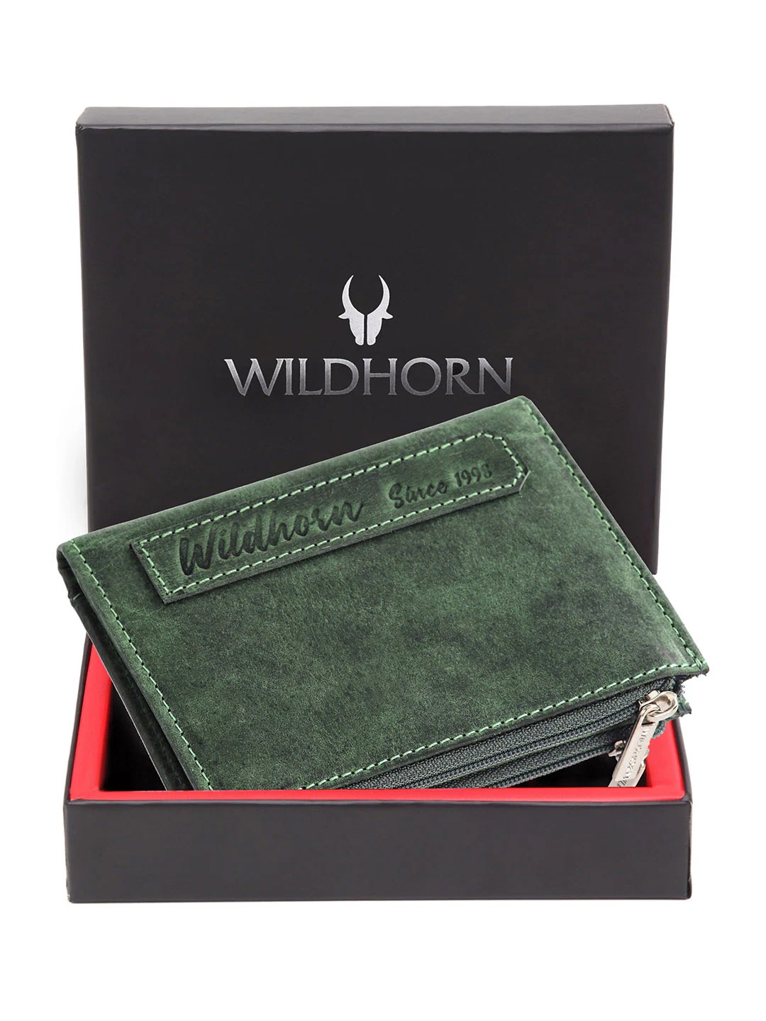 

WildHorn Men Green Leather Two Fold Wallet