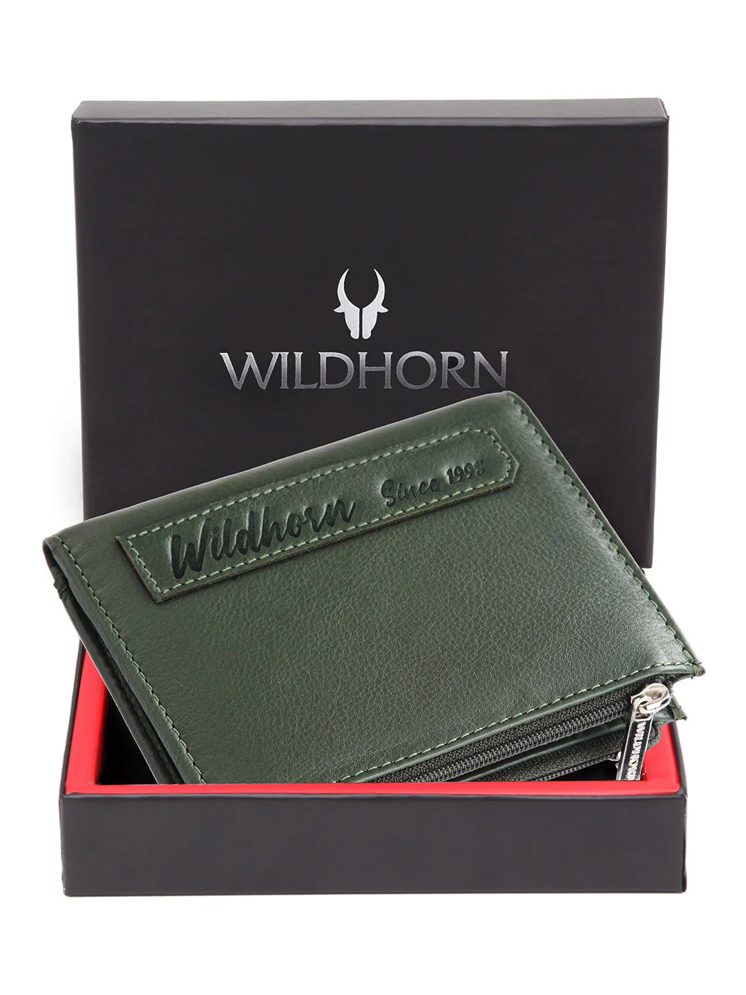 

WildHorn Men Green Leather Two Fold Wallet