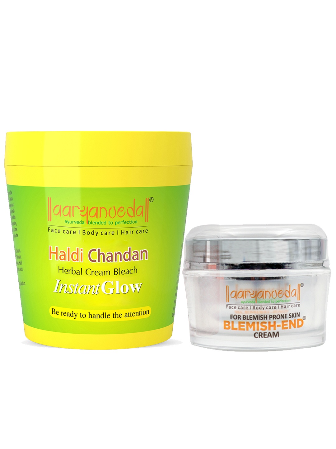 

Aryanveda Haldi Chandan Bleach Cream 250 g & Anti Blemish Pigmentation Face Cream 50 g, Yellow