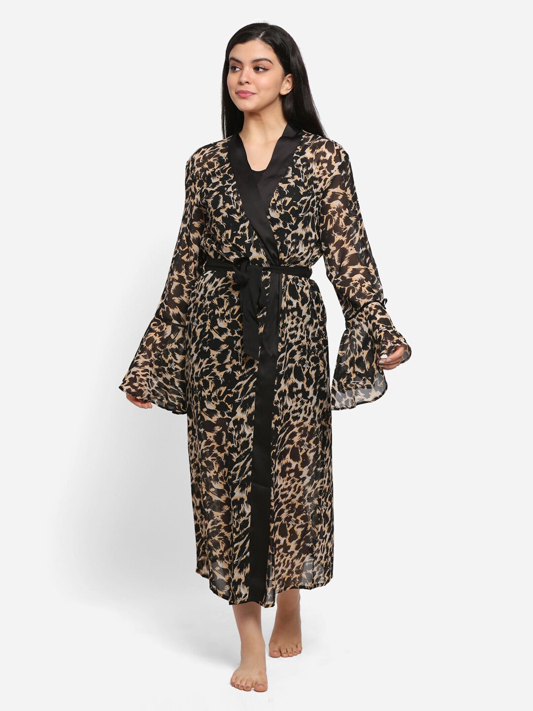 

PRETTY LOVING THING Black Printed Maxi Nightdress