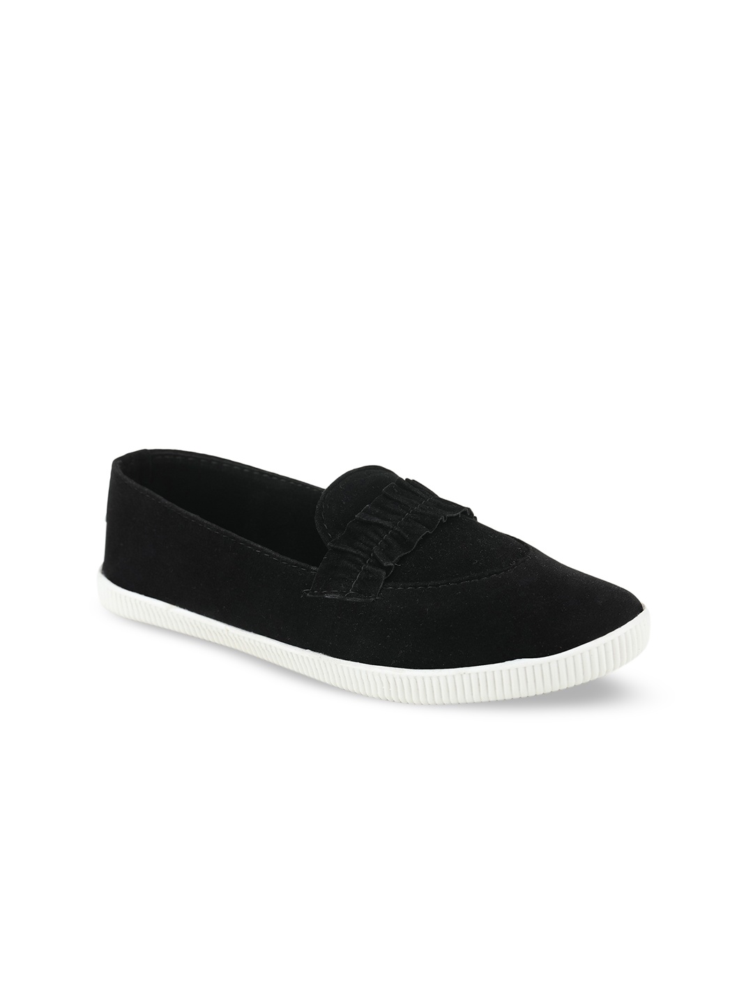 

Moonwalk Women Black Textured Slip-On Sneakers