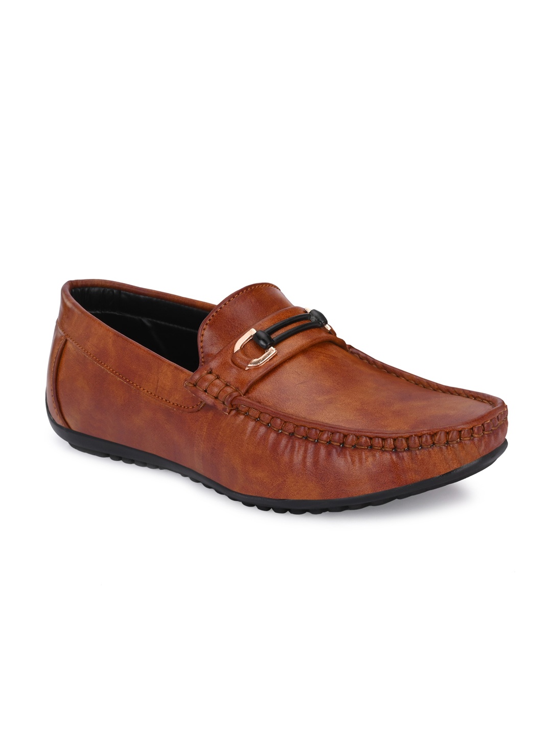 

Azzaro Black Men Tan Loafers