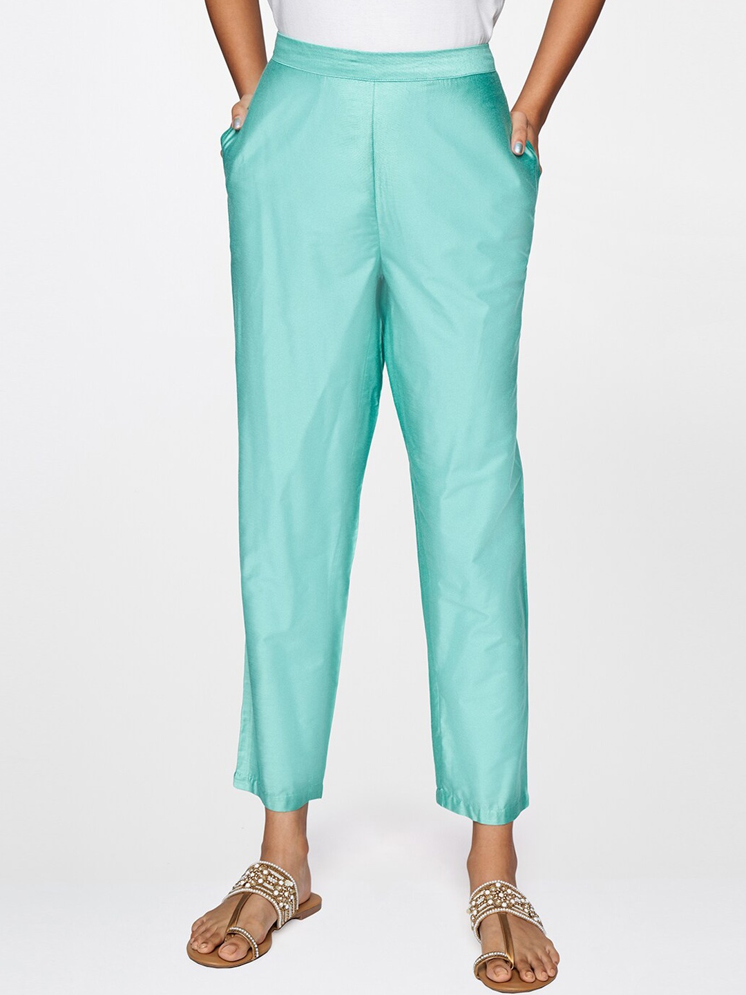 

Global Desi Women Green Straight Fit Trouser