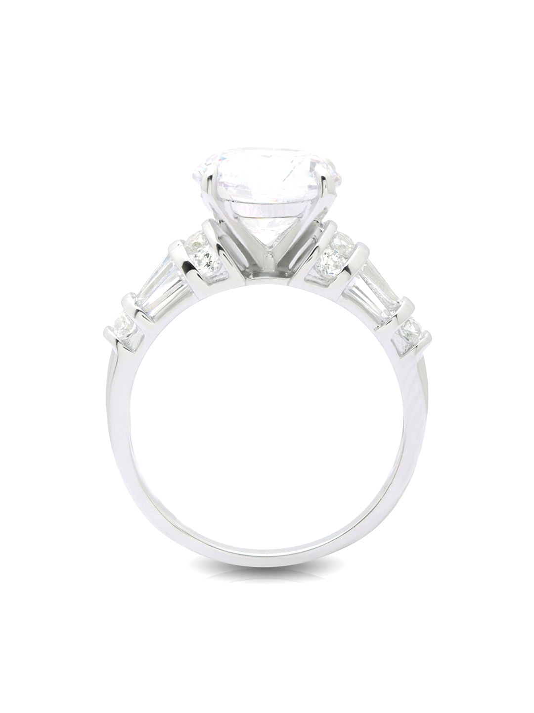 

ANAYRA Women Silver-Plated & White AD-Studded Finger Ring