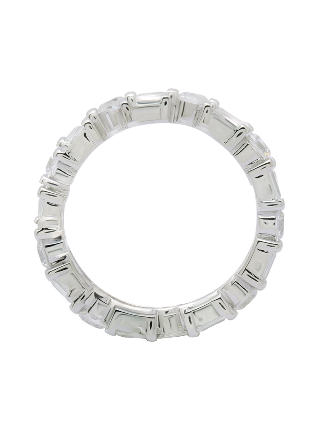 

ANAYRA Silver-Toned & White AD-Studded Finger Ring