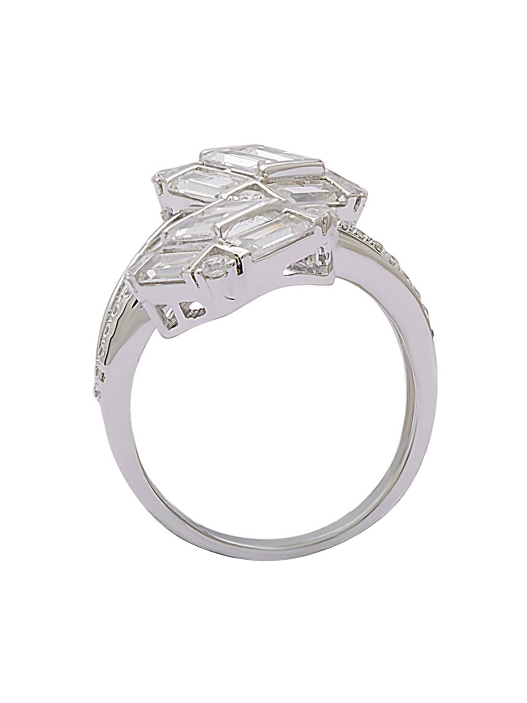 

ANAYRA White 925 Sterling Silver Solitaire AD-Studded Finger Ring