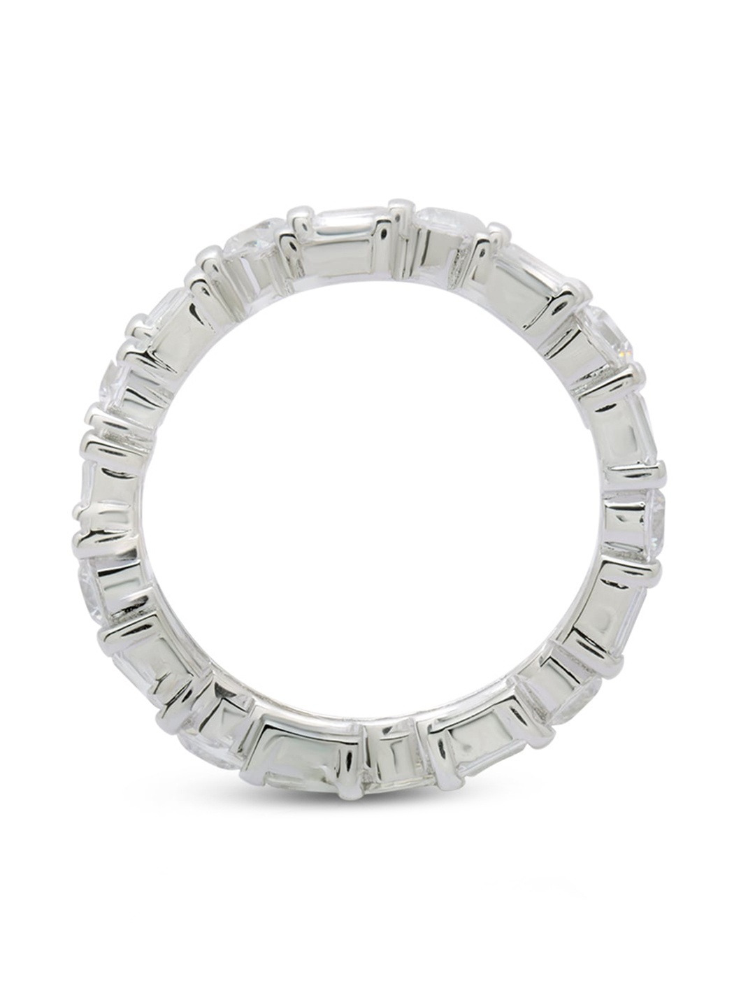 

ANAYRA 925 Women Sterling Silver Silver-Toned White AD Studded Finger Ring
