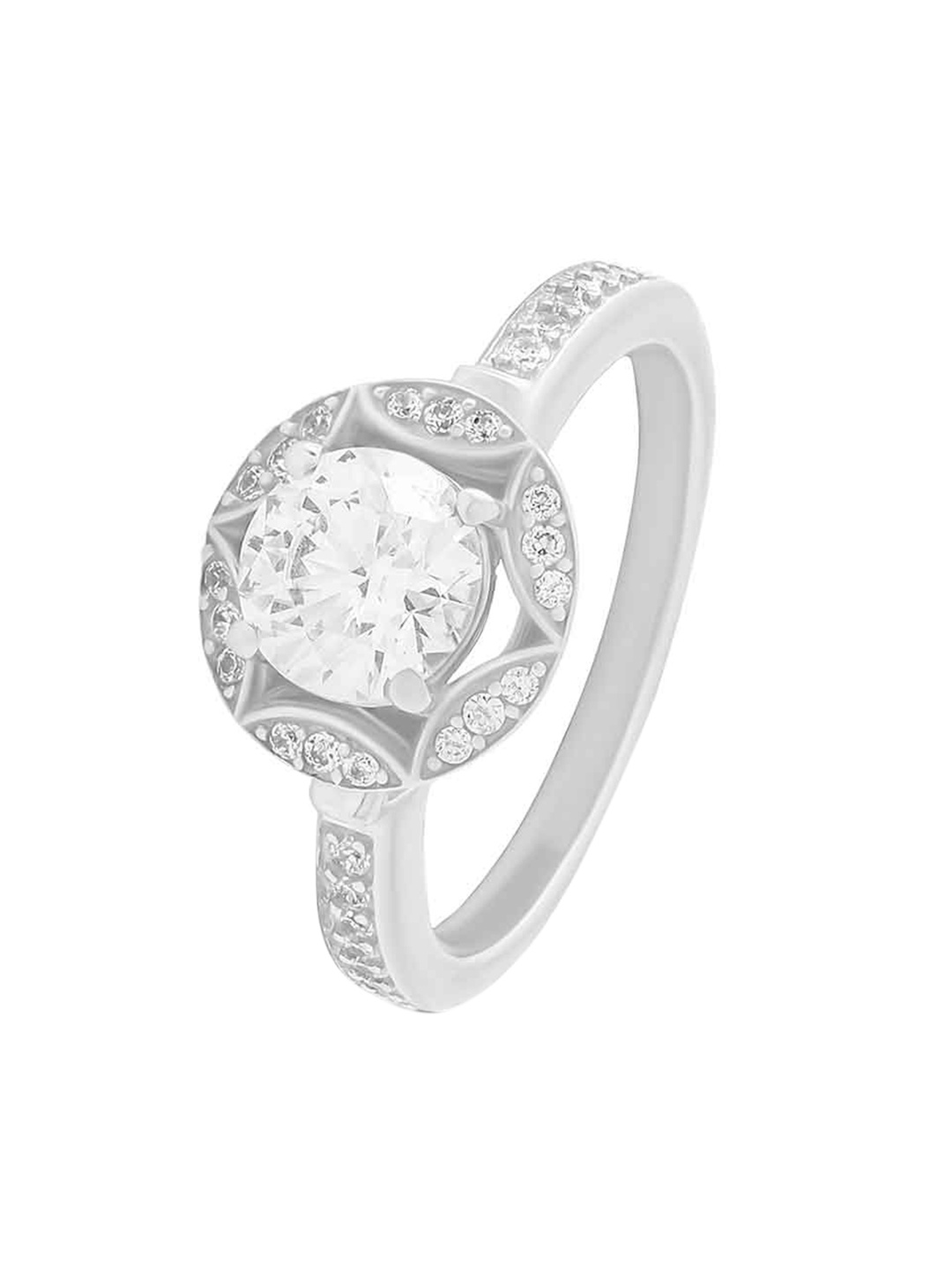 

ANAYRA 925 Sterling Silver Solitaire American Diamond Sparkling Ring, White