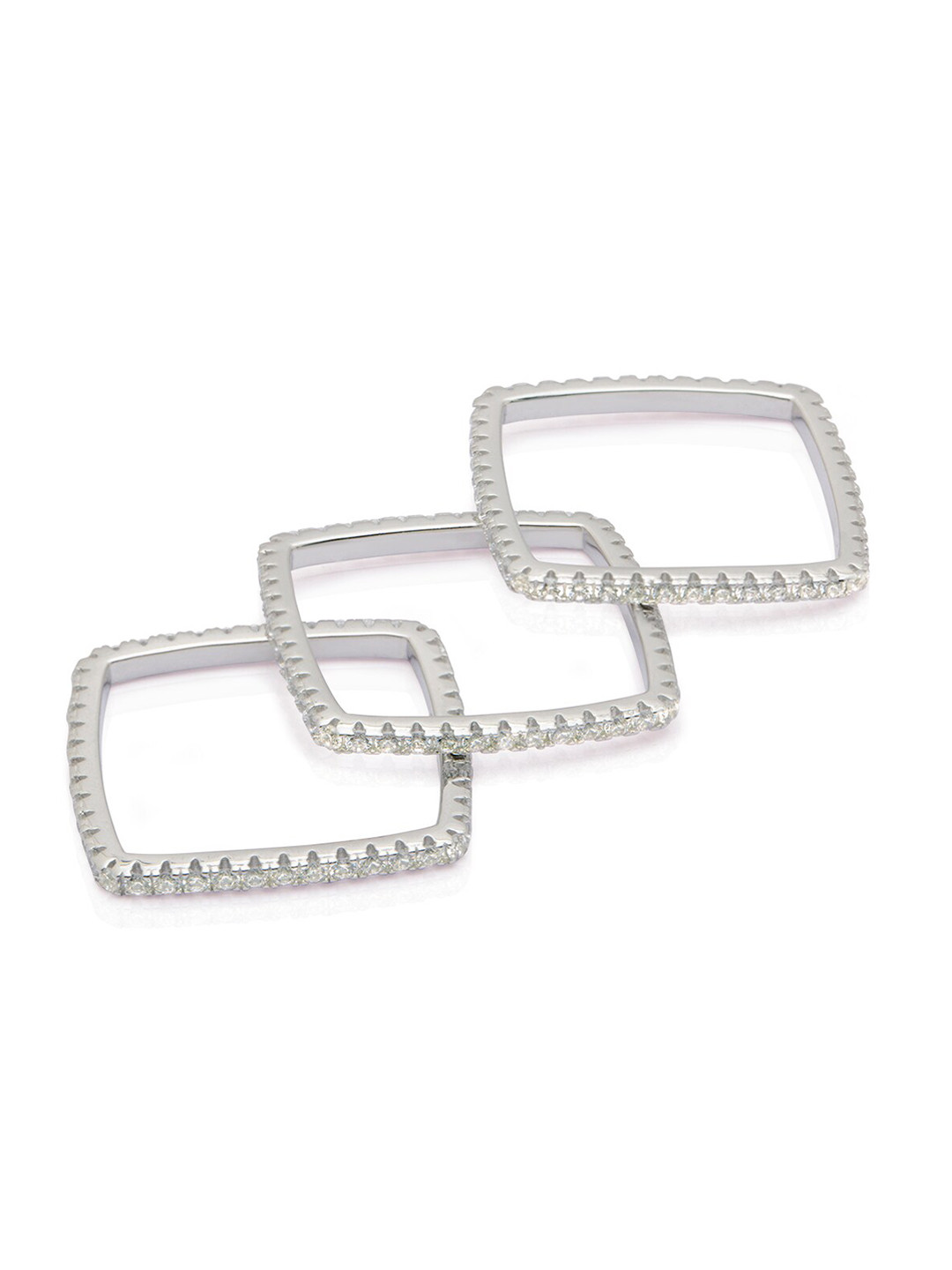 

ANAYRA Silver-Toned & White AD-Studded Finger Ring