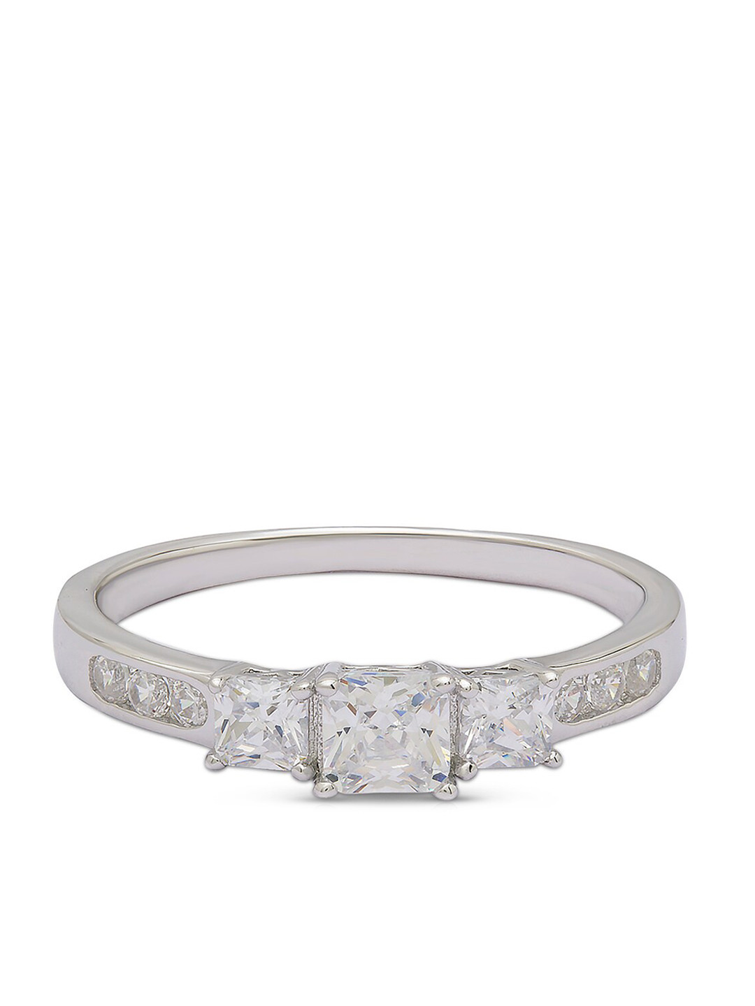 

ANAYRA Silver-Toned & White AD-Studded Finger Ring