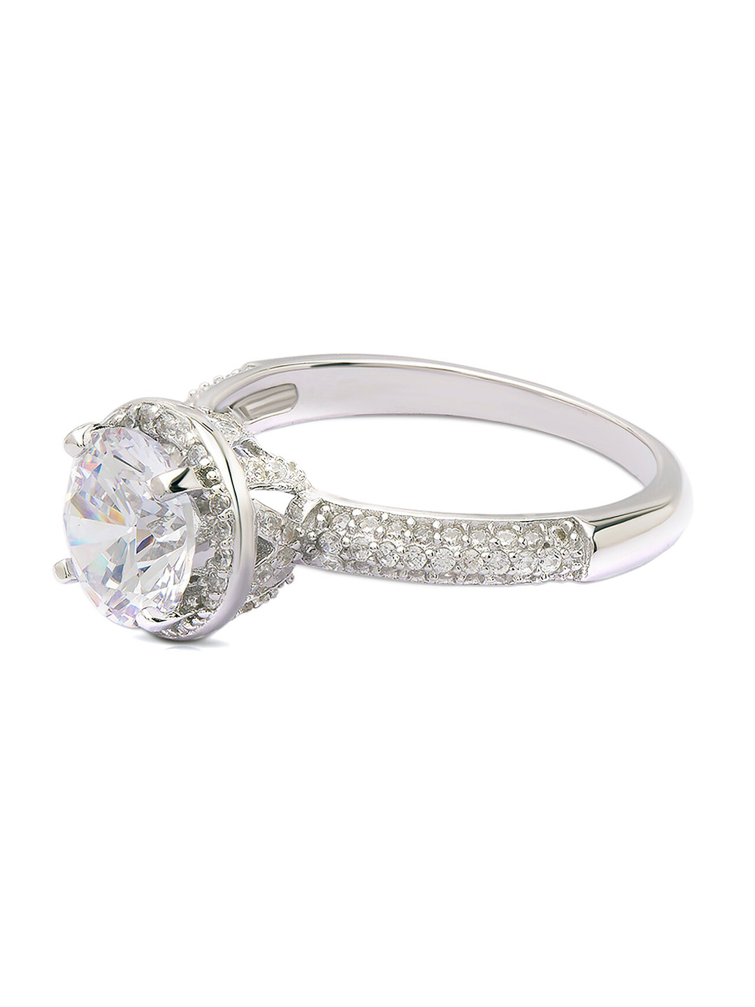 

ANAYRA 925 Sterling Silver White CZ-Studded Finger Ring