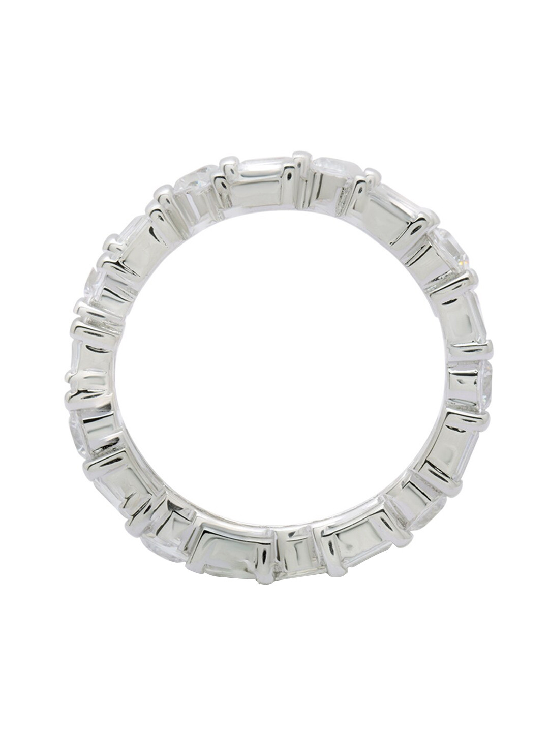 

ANAYRA 925 Sterling Silver Silver-Toned White CZ-Studded Finger Ring