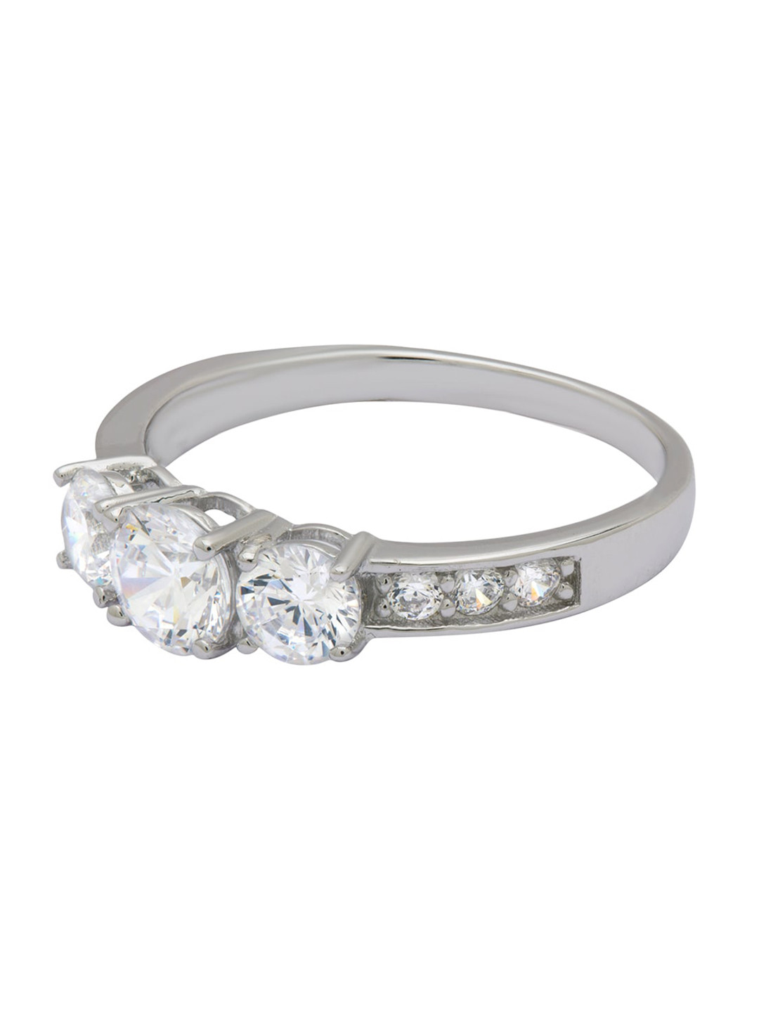 

ANAYRA 925 Sterling Silver Silver-Toned White CZ-Studded Finger Ring