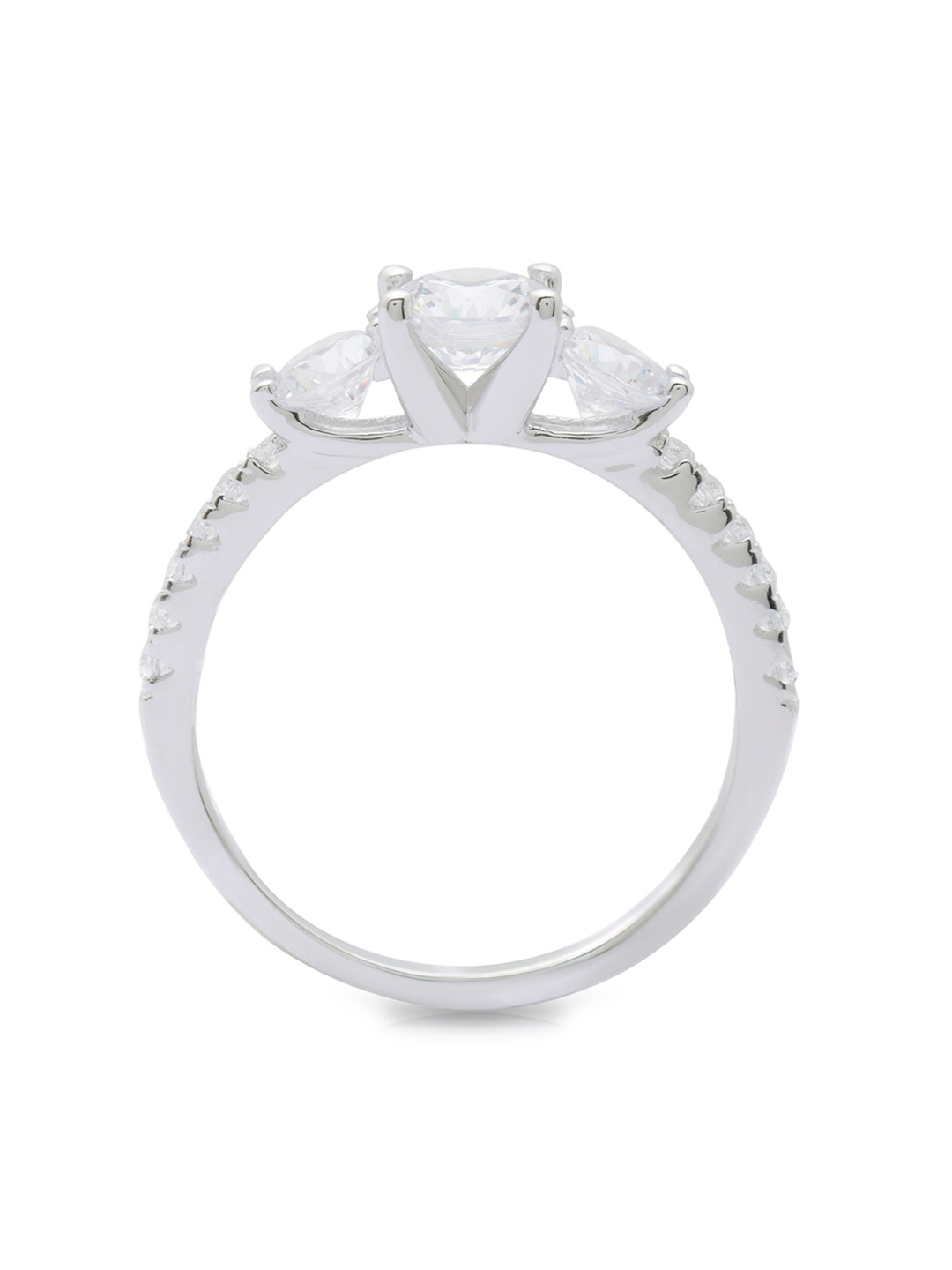

ANAYRA Women 925 Sterling Silver Silver-Toned White AD Studded Finger Ring