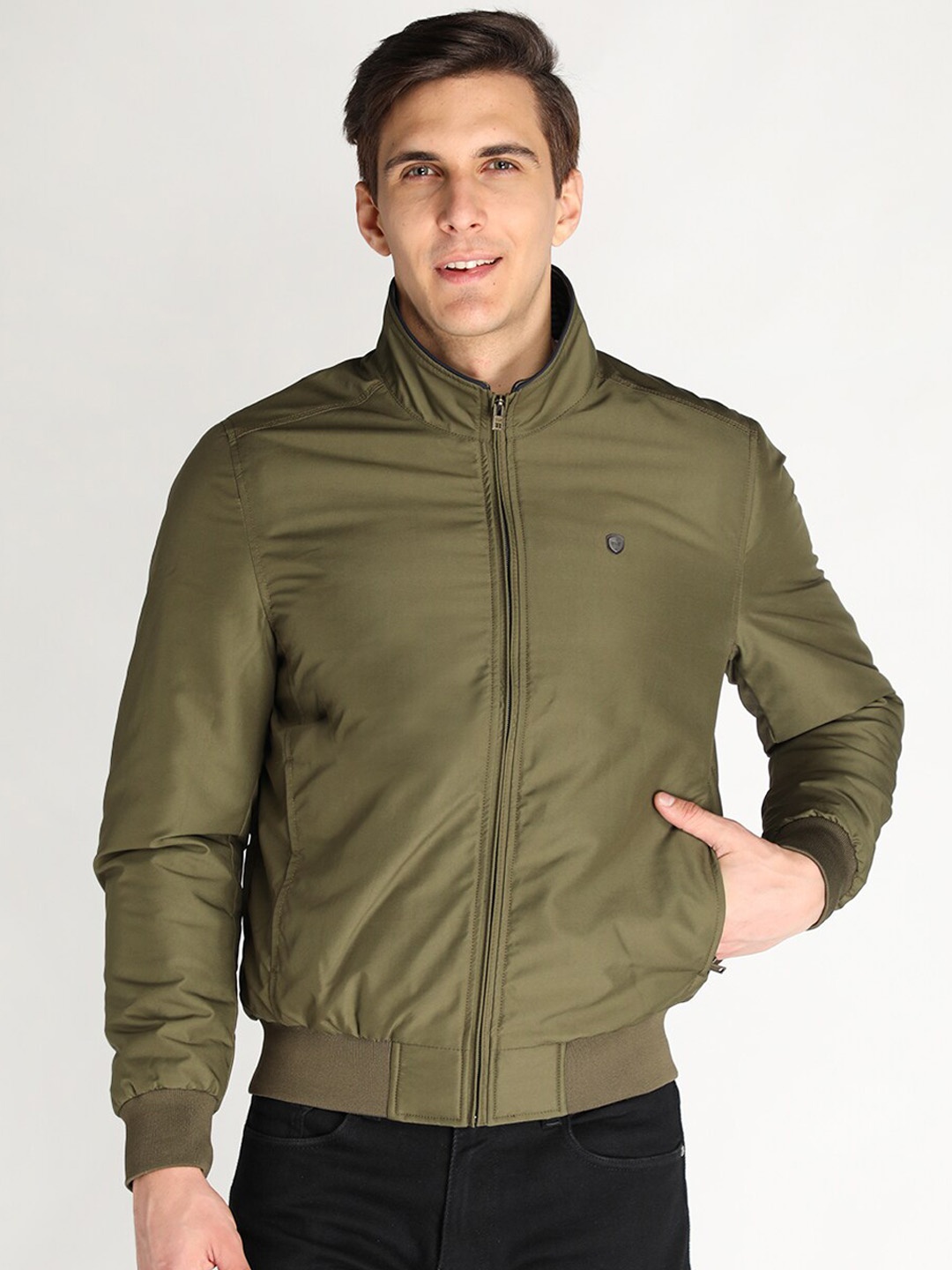 

LURE URBAN Men Olive Green Bomber Jacket