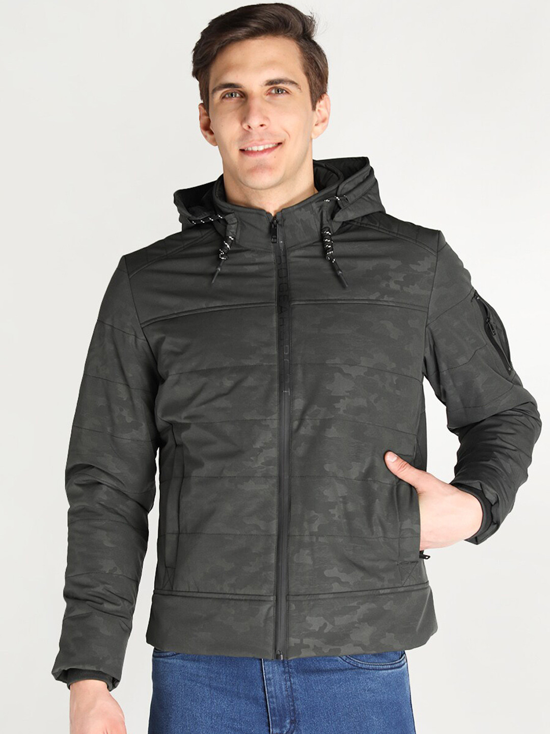 

LURE URBAN Men Steel Camouflage Padded Jacket