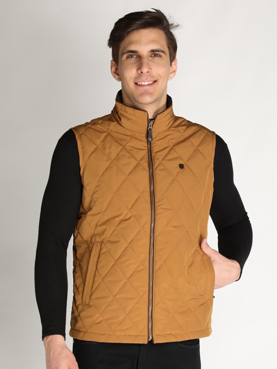 

LURE URBAN Men Tan Black Quilted Jacket