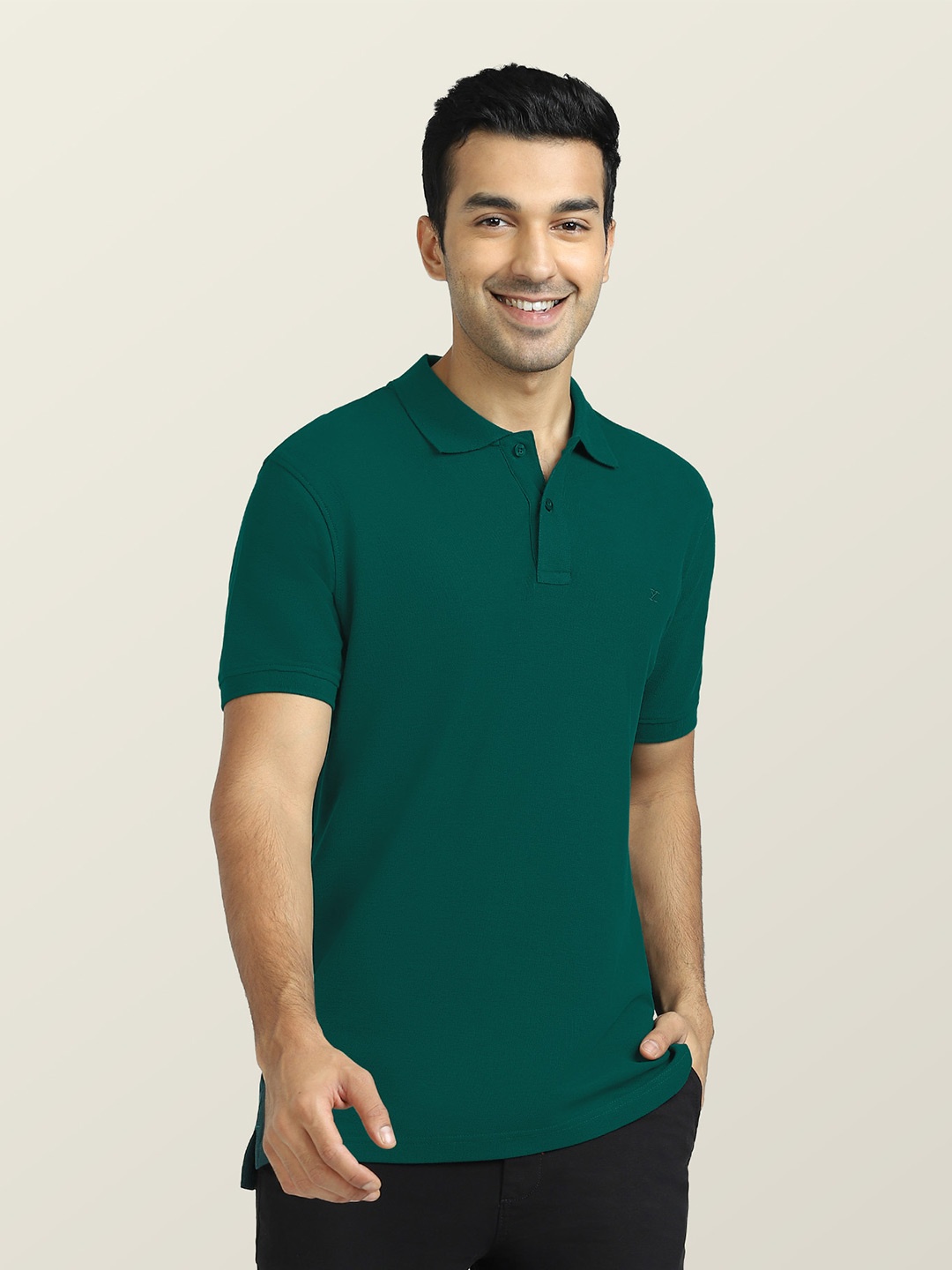 

XYXX Men Green Polo Collar Antimicrobial T-shirt