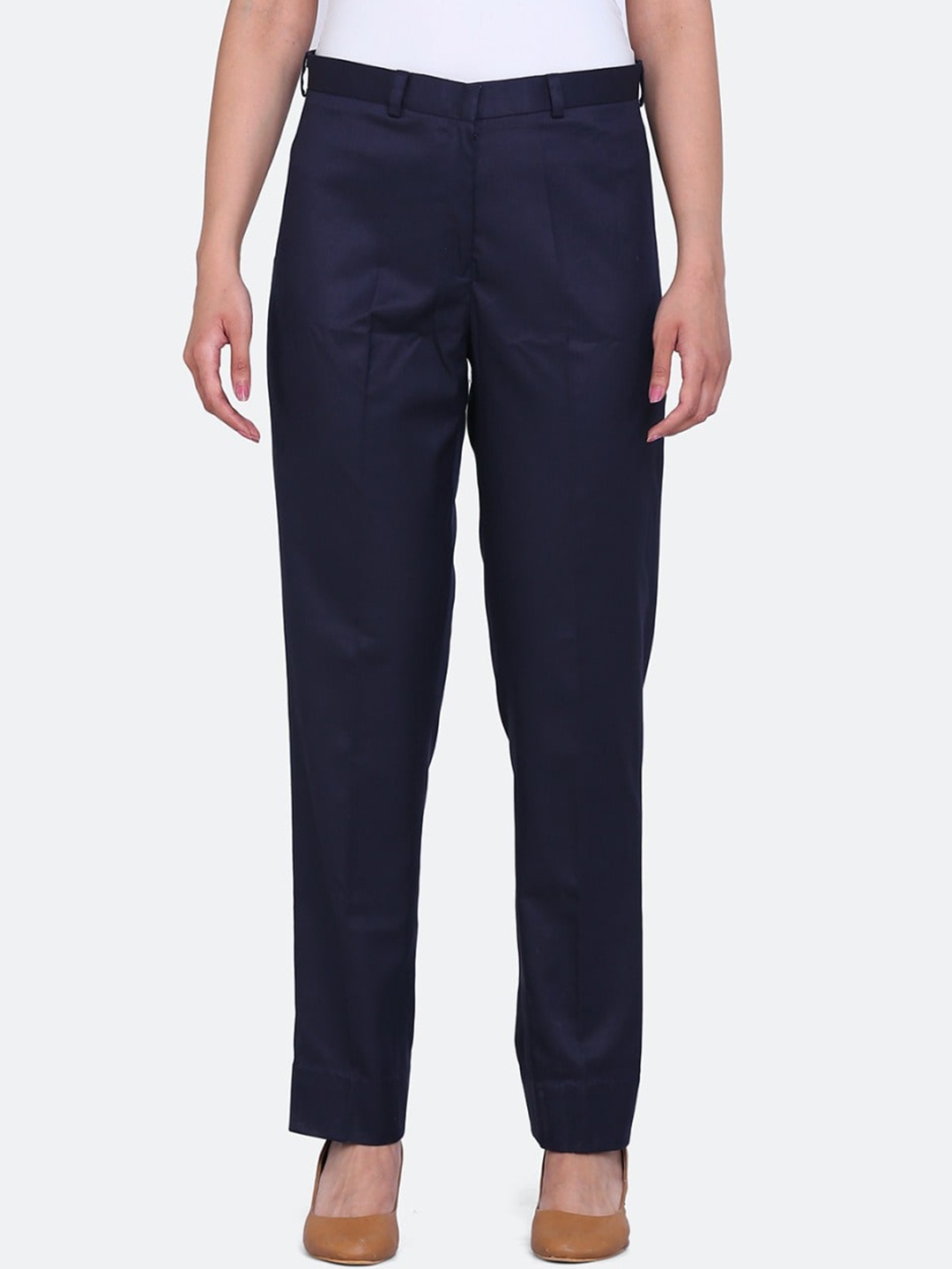 

PowerSutra Women Navy Blue Smart Trousers