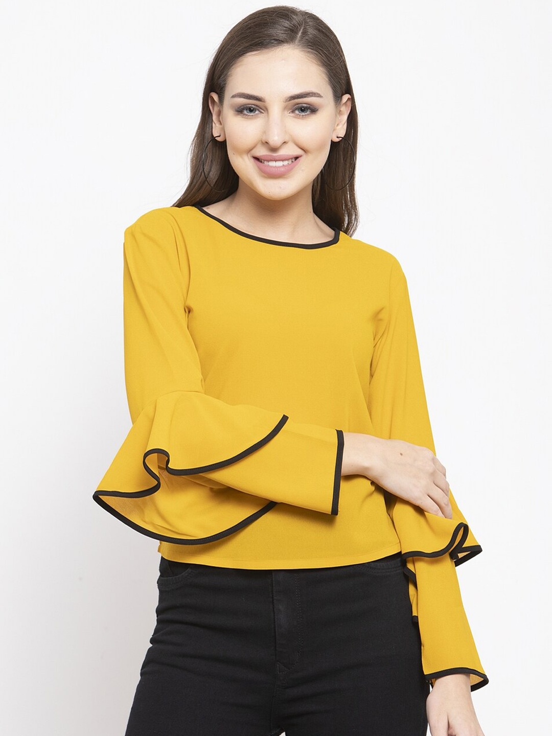 

Claura Yellow Georgette Top