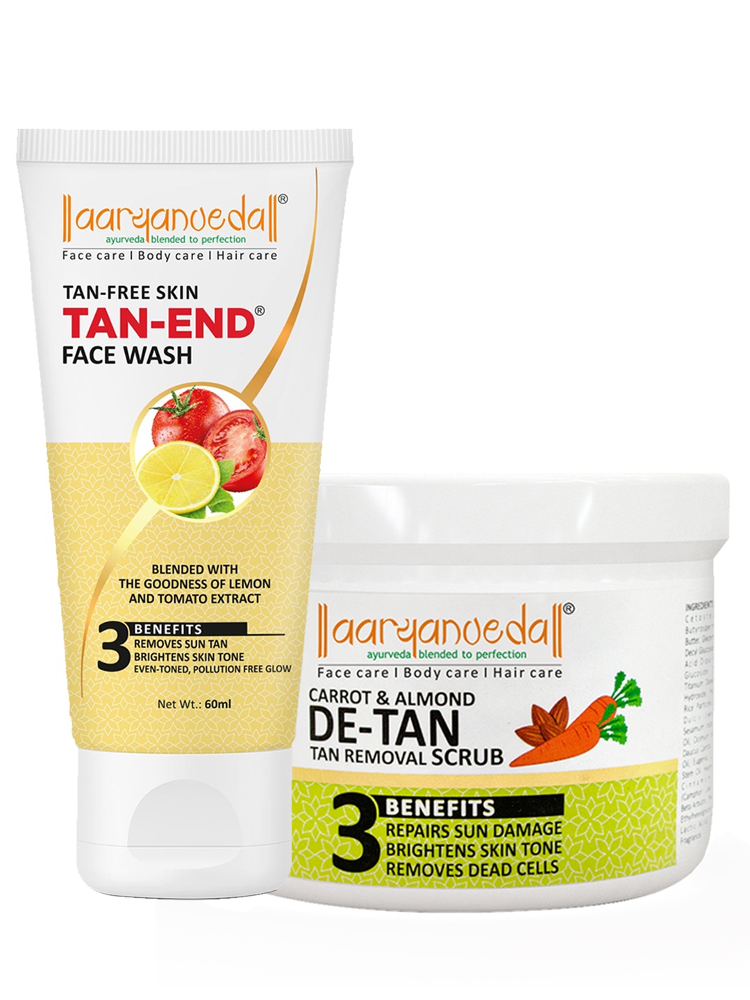 

Aryanveda Detan Tan Removal Scrub & Face Pack With Tanend Face Wash, 460gm,, Multi