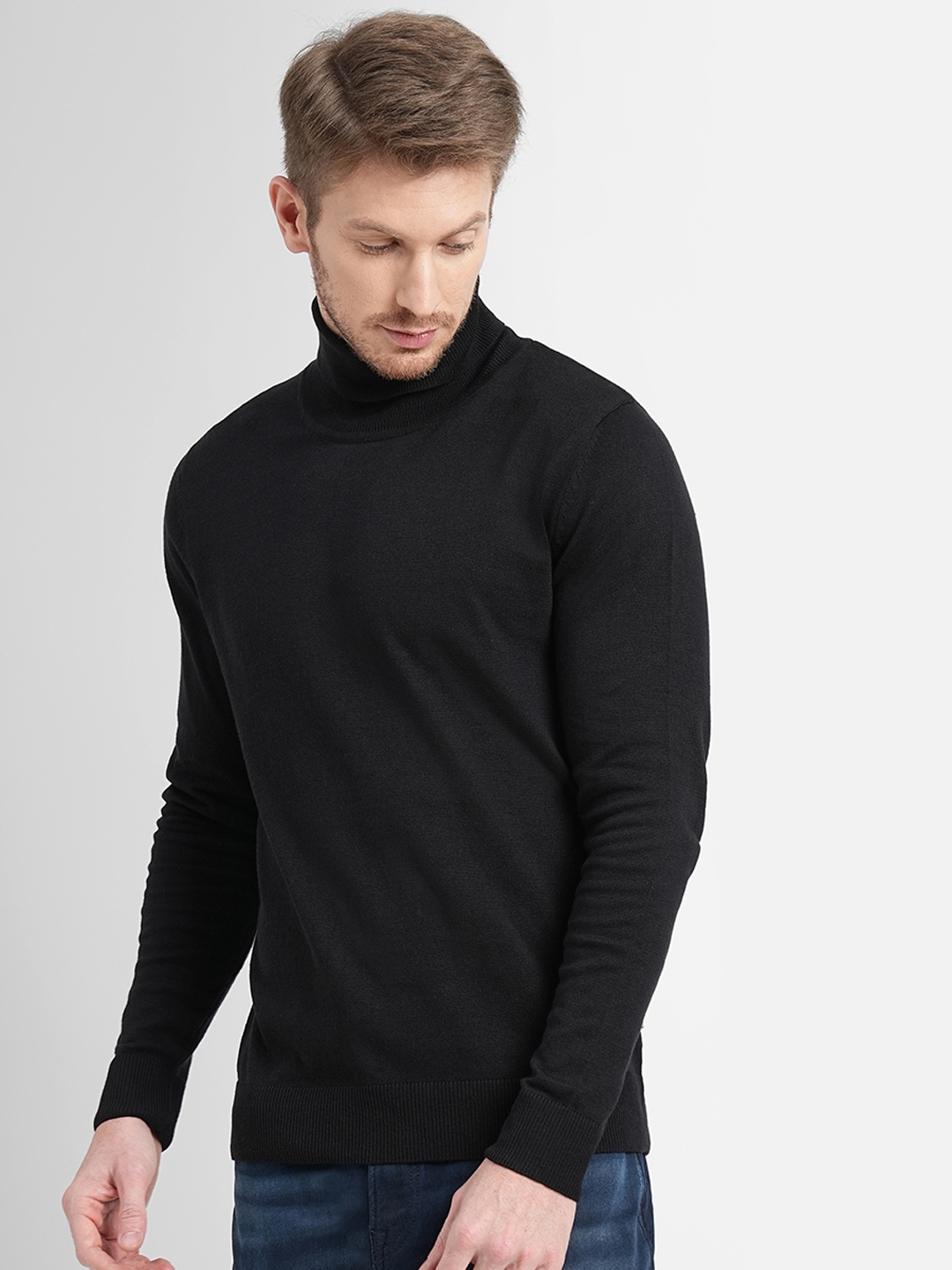 

Jack & Jones Men Black Pure Cotton Pullover Sweaters