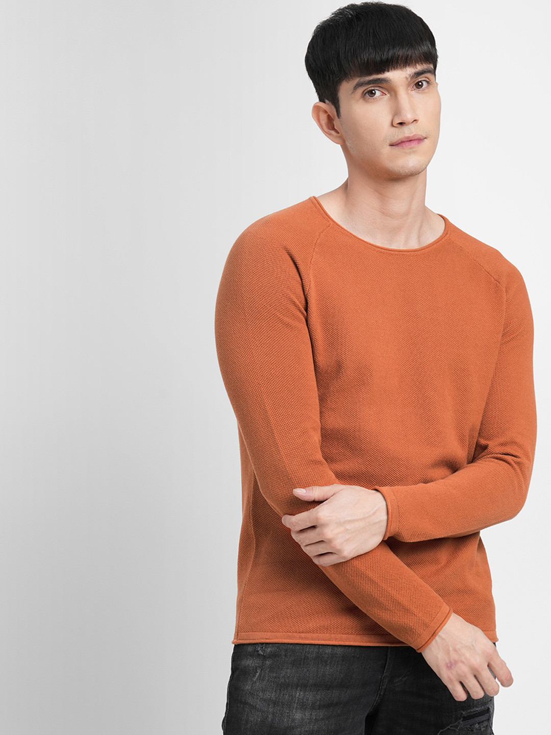 

Jack & Jones Men Brown Pure Cotton Long Sleeves Pullover sweaters