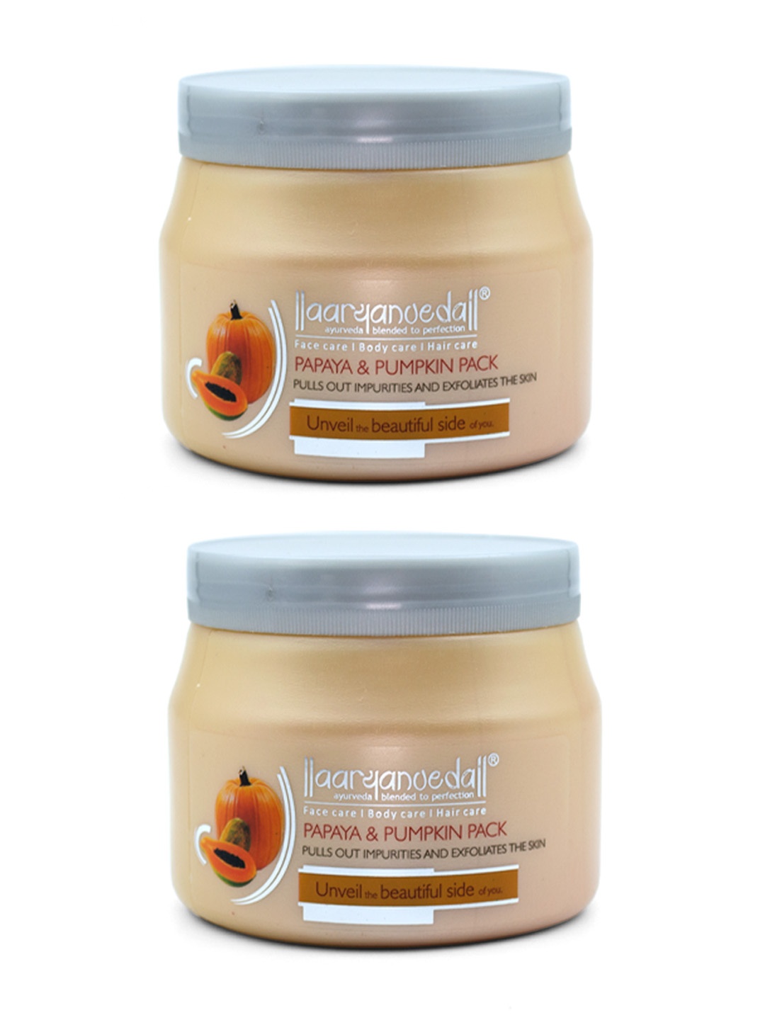 

Aryanveda Set of 2 Papaya & Pumpkin Face Pack for Exfoliating Dead Skin Cells - 400 g Each, Brown