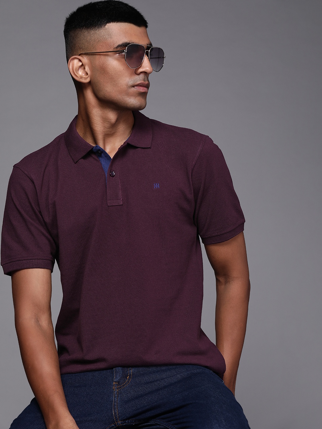 

Raymond Men Solid Polo Collar Pure Cotton T-shirt, Burgundy