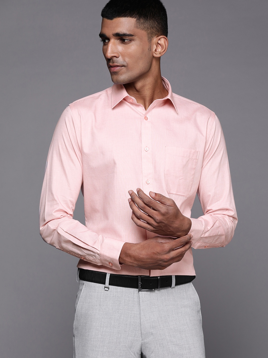 

Raymond Men Pink Pure Cotton Slim Fit Formal Shirt
