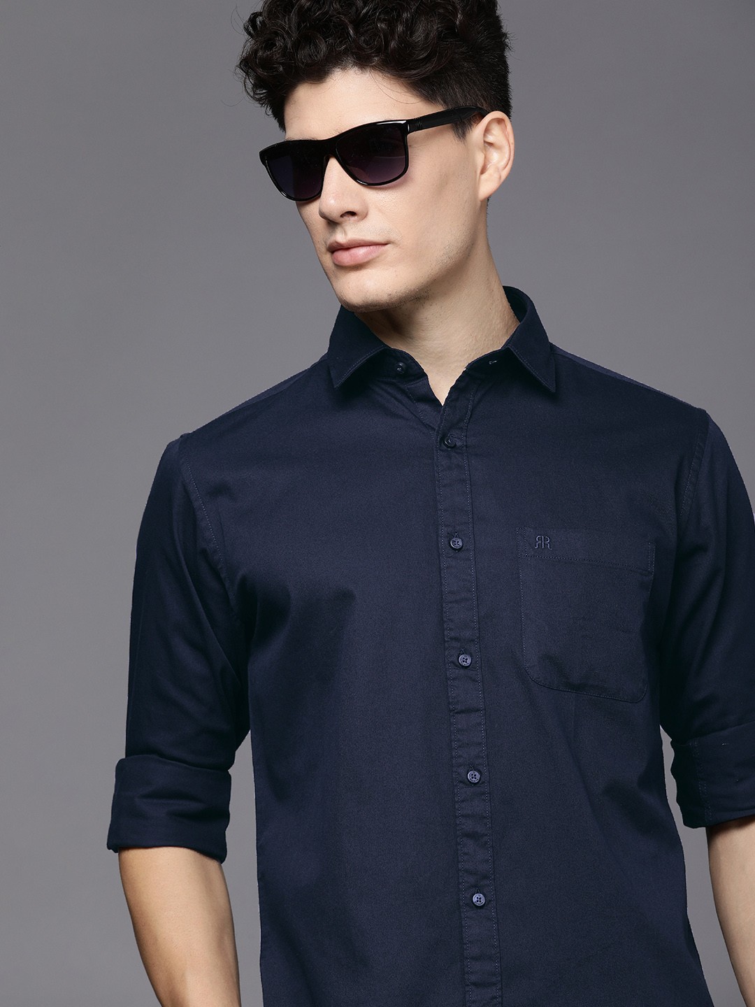 

Raymond Men Navy Blue Slim Fit Pure Cotton Casual Shirt