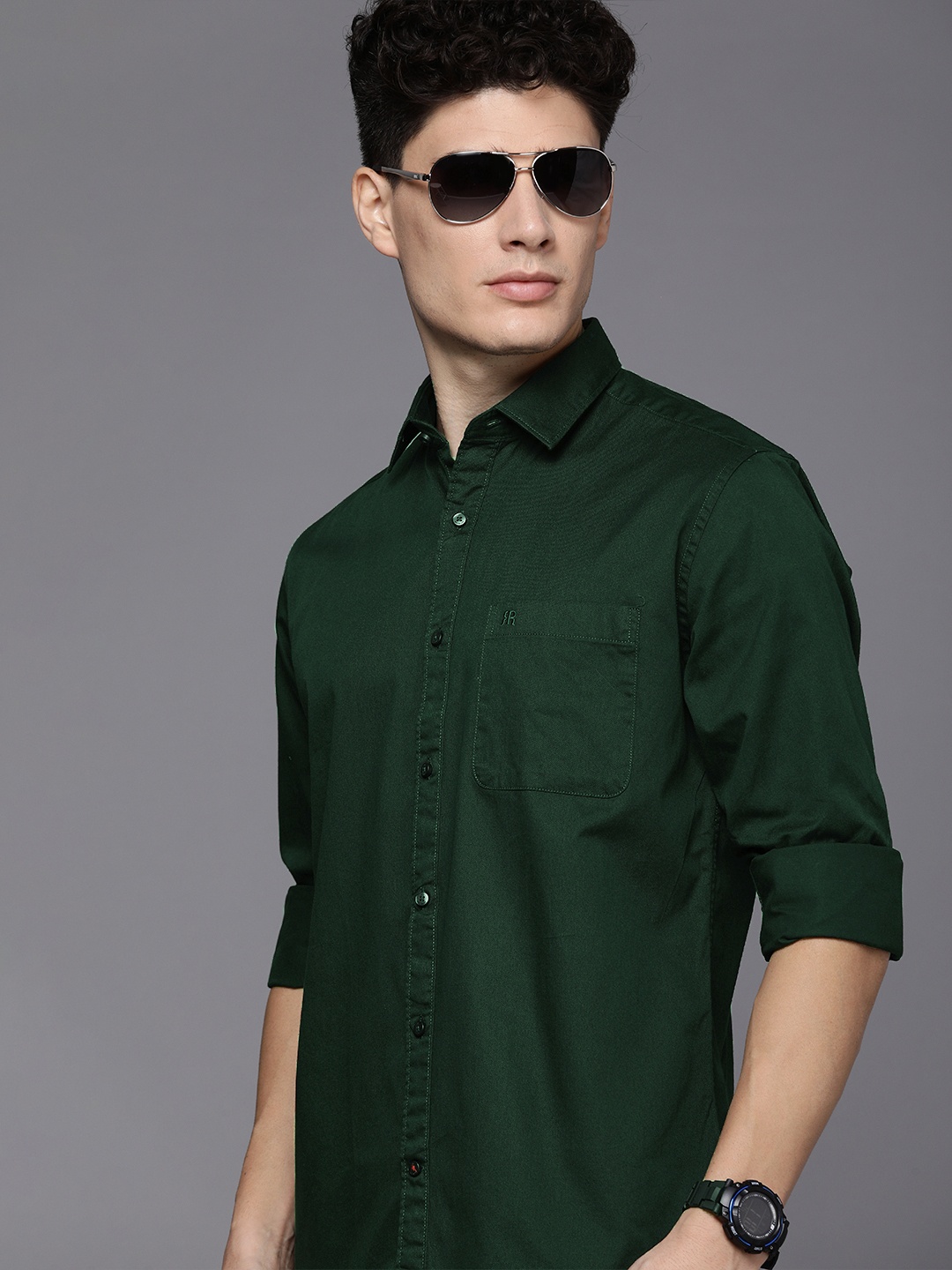 

Raymond Men Green Slim Fit Pure Cotton Casual Shirt