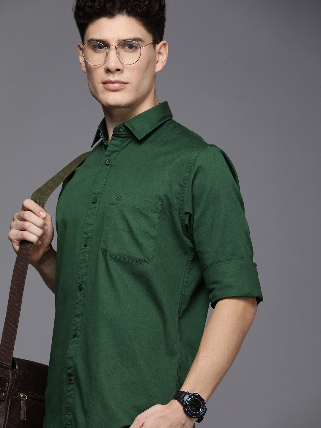 

Raymond Men Green Slim Fit Pure Cotton Casual Shirt