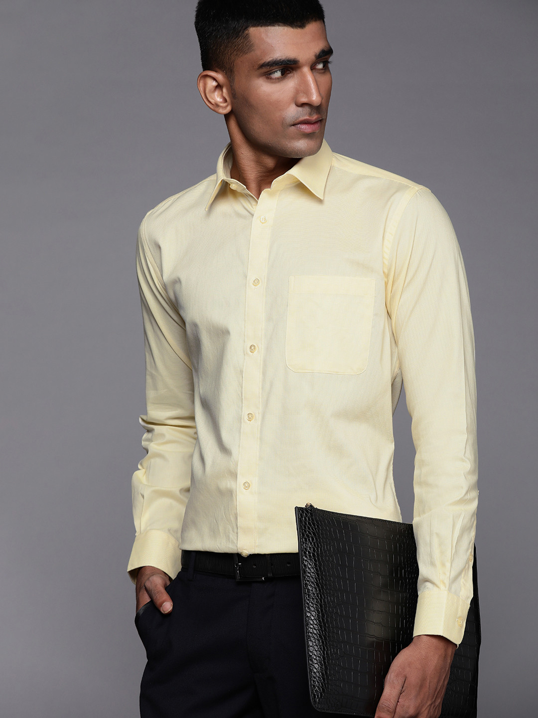 

Raymond Men Yellow Pure Cotton Slim Fit Formal Shirt